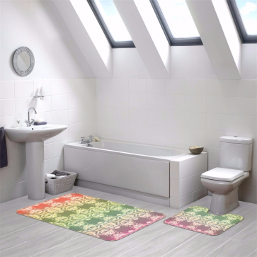 Renkli Motif Tasarım Banyo Paspası 2 Parça Set 50x80 cm