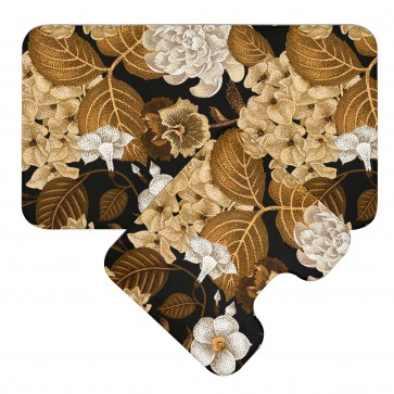 Kahverengi Çiçekler Tasarım Banyo Paspası 2 Parça Set 50x80 cm