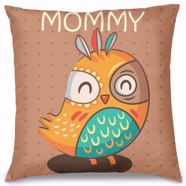 Mommy Baykuş Tasarım Kırlent Yastık 40x40 cm