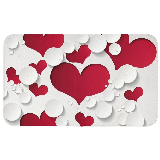 Kirmizi Kalpler Tasarim Banyo Paspas Tek Parca 50x80 Cm Paspaslar Evim Olunca