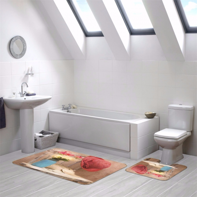 Kirmizi Sapka Tasarim Banyo Paspasi 2 Parca Set 50x80 Cm Soft 2 Parca Set Evim Olunca