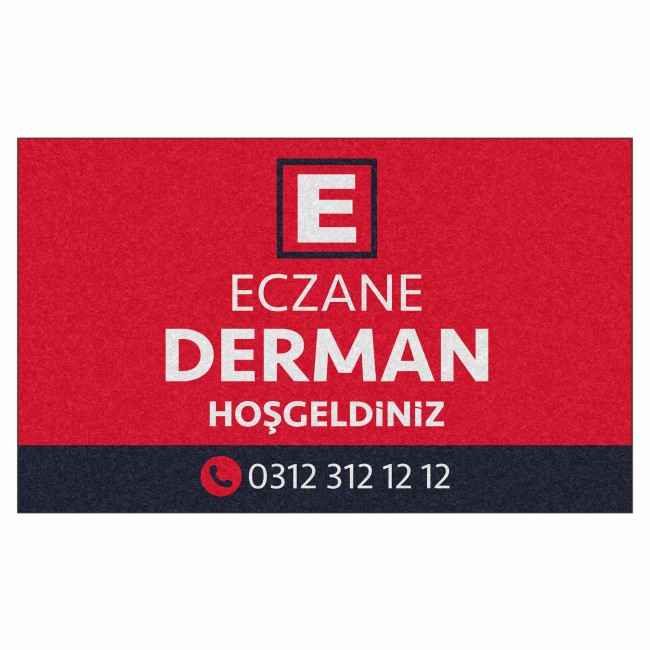 Kisiye Ozel Tasarim Kirmizi Eczane Kapi Onu Ve Ev Ici Paspas 45x75 Cm Paspaslar Evim Olunca