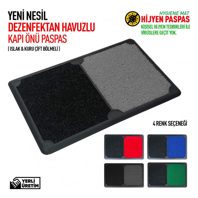 yeni nesil islak kuru dezenfektan havuzlu hijyen paspas 50x80cm