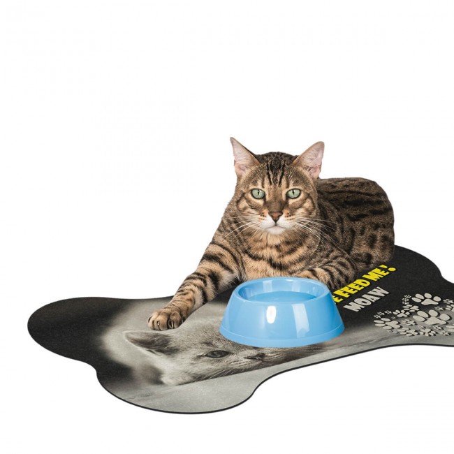 balikci kedi tasarim baskili evcil hayvan mama paspasi