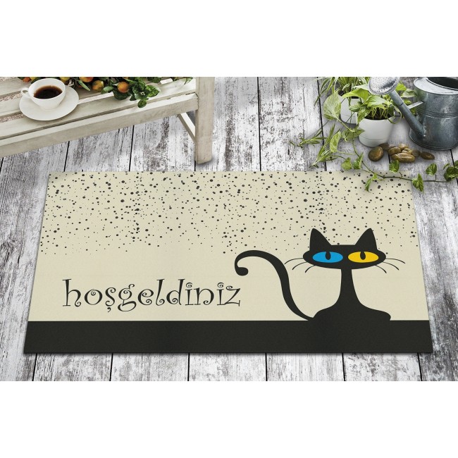 Sevimli Karsilama Kedi Tasarim Kapi Onu Ve Ev Ici Paspas 45x75 Cm Tasarim Paspaslar Paspaslar Evim Olunca