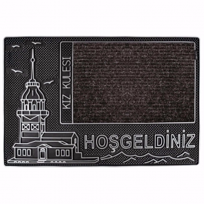 Kız Kulesi Kapı Önü Paspas Halılı 45x70 cm Gümüş