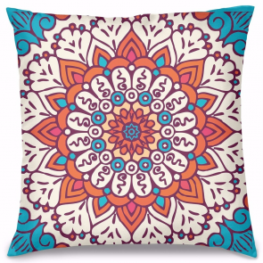 Renkli Mandala Tasarım Kırlent Yastık 40x40 cm