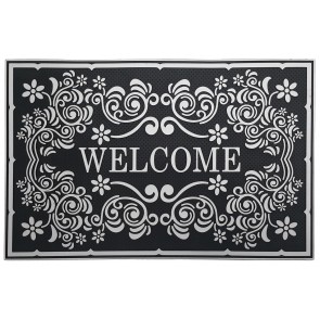 Welcome Barok Kapı Önü Paspas Halısız 45x70 cm Gümüş 