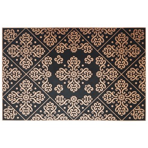 Floral Barok Kapı Önü Paspas Halısız 45x70 cm Bronz 