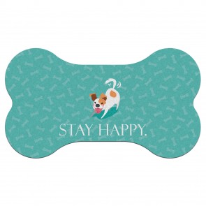 Stay Happy Tasarım Baskılı Evcil Hayvan Mama Paspası